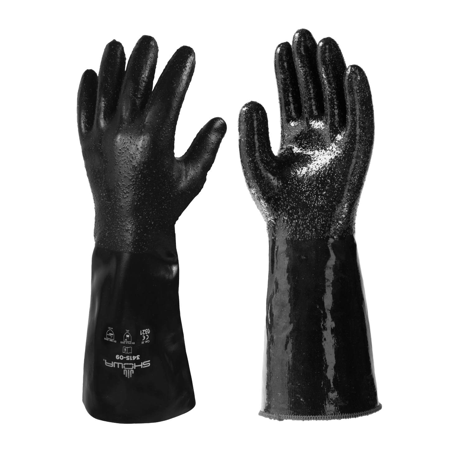 SHOWA 3415 Fully Coated Gauntlet Work Gloves with Textured Grip - Mstore