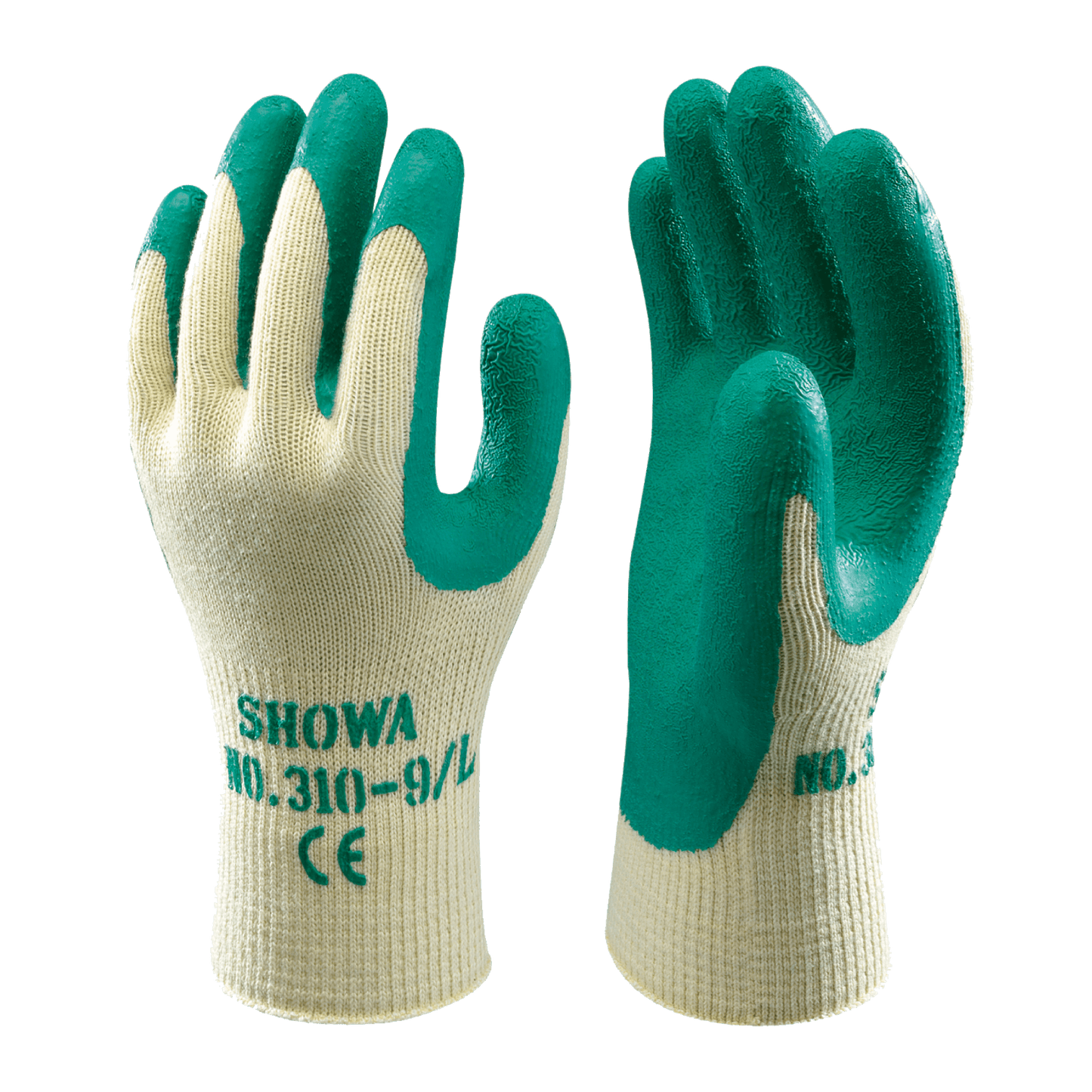 SHOWA 310 Builders Safety Work Gloves with Textured Grip in Green - Mstore