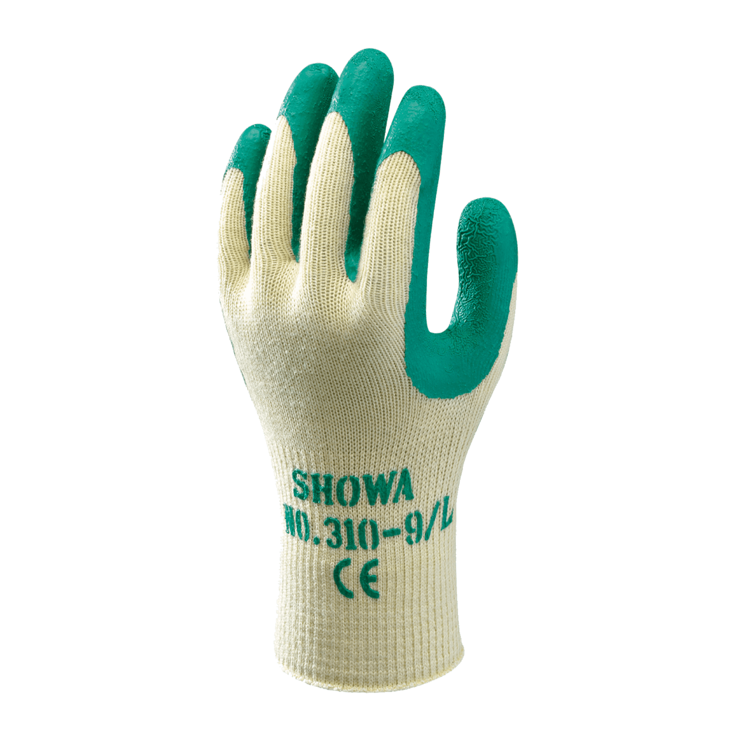 SHOWA 310 Builders Safety Work Gloves with Textured Grip in Green - Mstore
