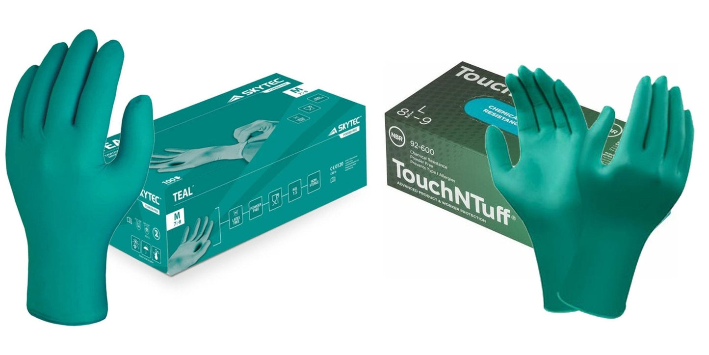 Comparing Leading Nitrile Gloves: Skytec Teal v Ansell TouchnTuff 92-600 - Mstore