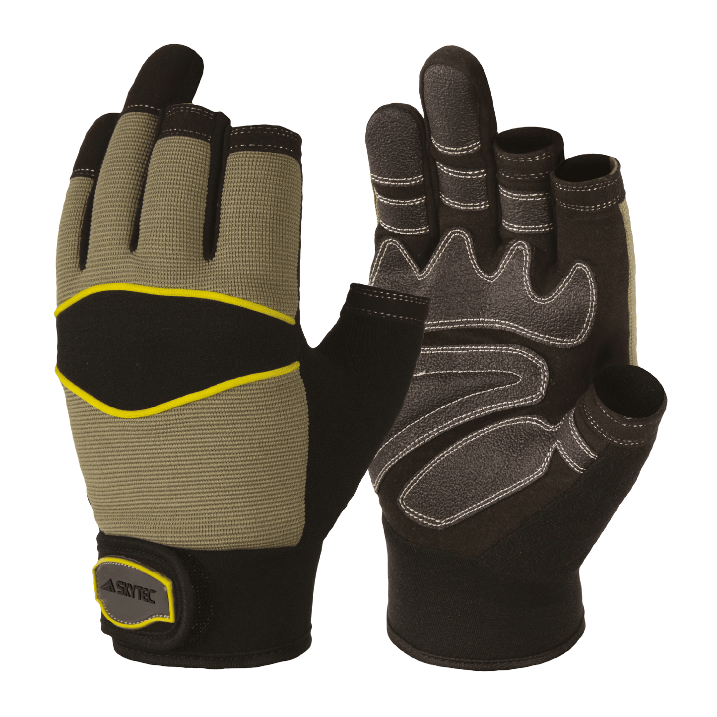 SKYTEC Xeri Open Finger Precision Work Gloves with Faux Leather Palm - Mstore
