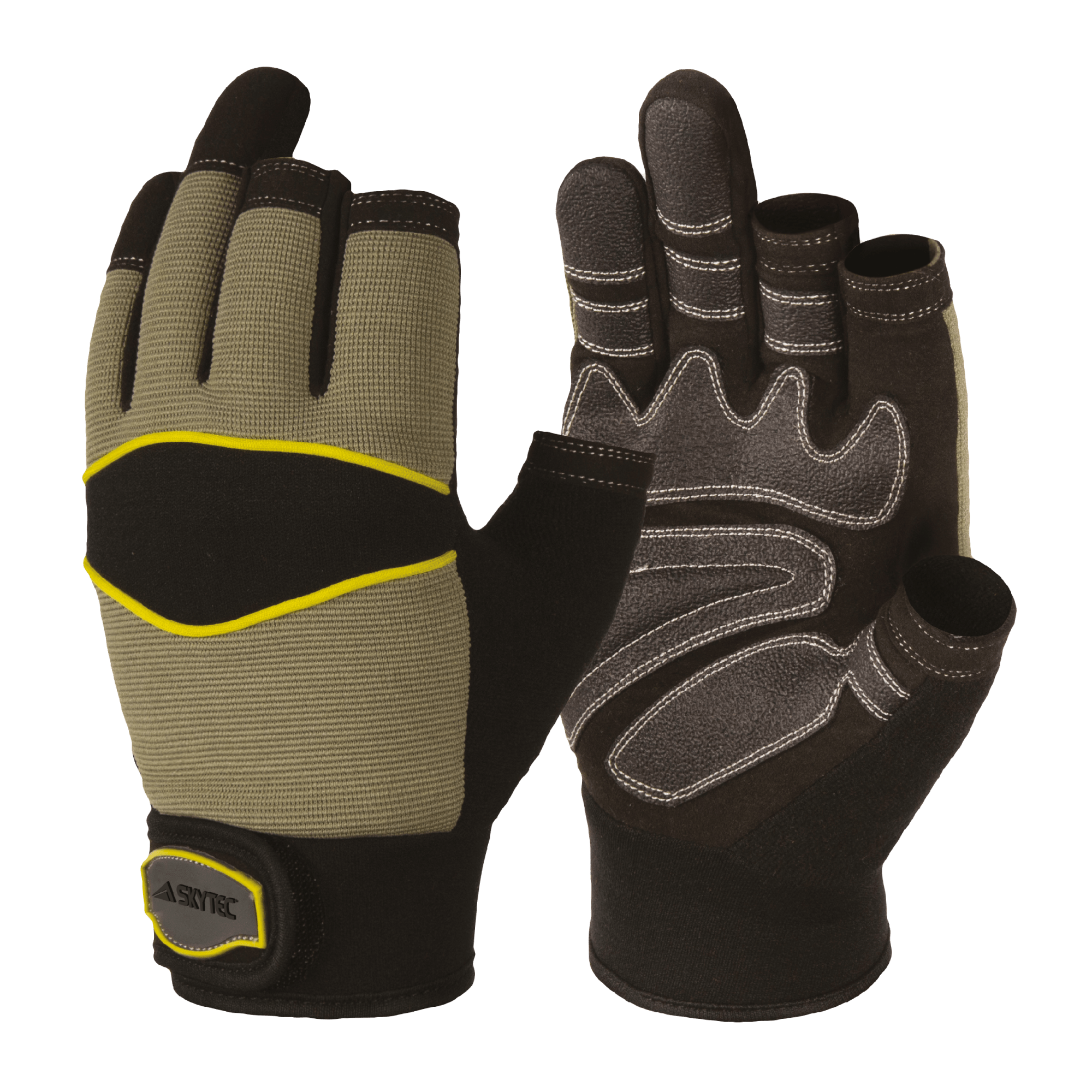 Xeri Open Finger Precision Work Gloves Faux Leather Palm