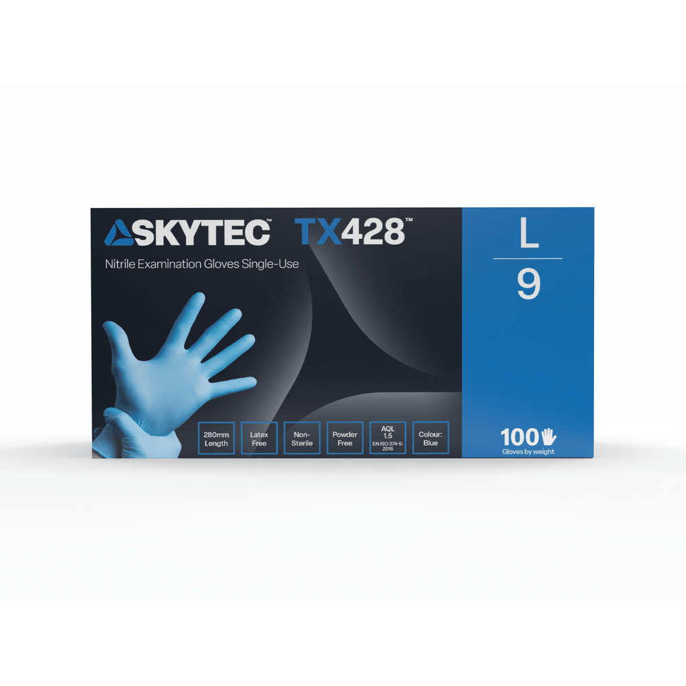 
                  
                    SKYTEC TX428 Premium Blue Nitrile Disposable Latex Free Gloves (BOX OF 100) - Mstore
                  
                