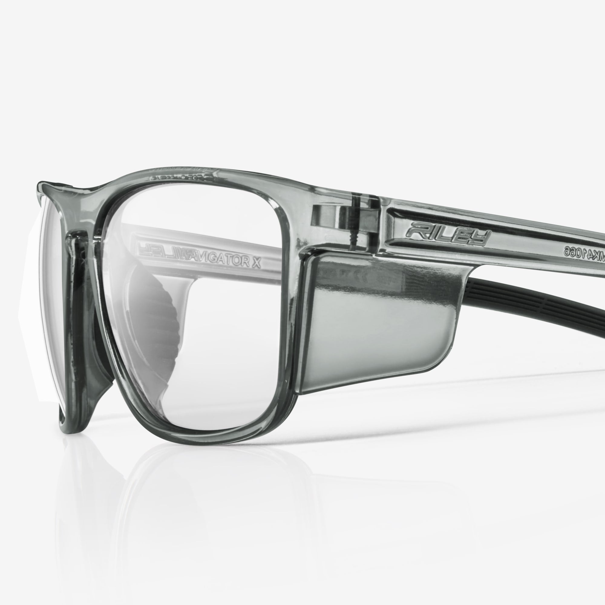 RILEY Navigator X Smoked Frame Wayfarer Safety Glasses with Clear Lens