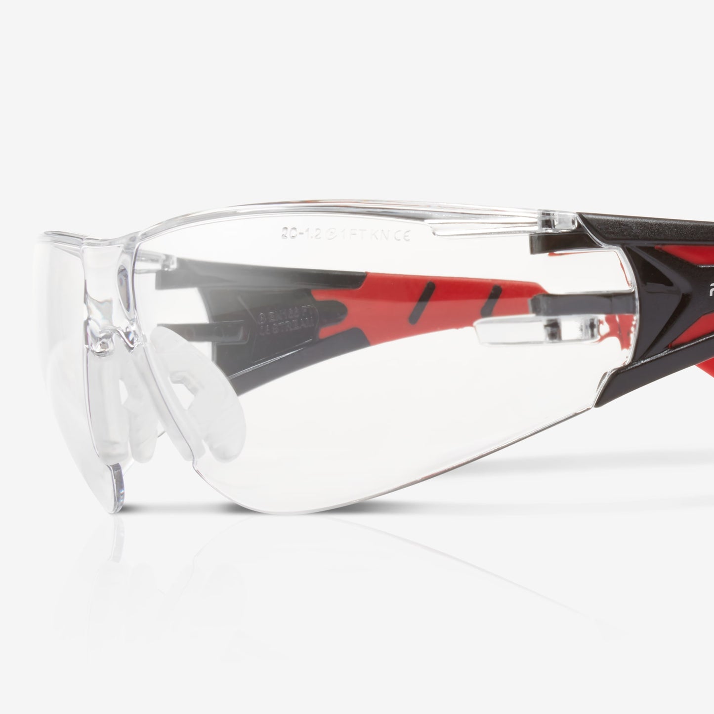 RILEY Stream Red Frameless Metal-Free Safety Glasses with Clear Lens - Mstore