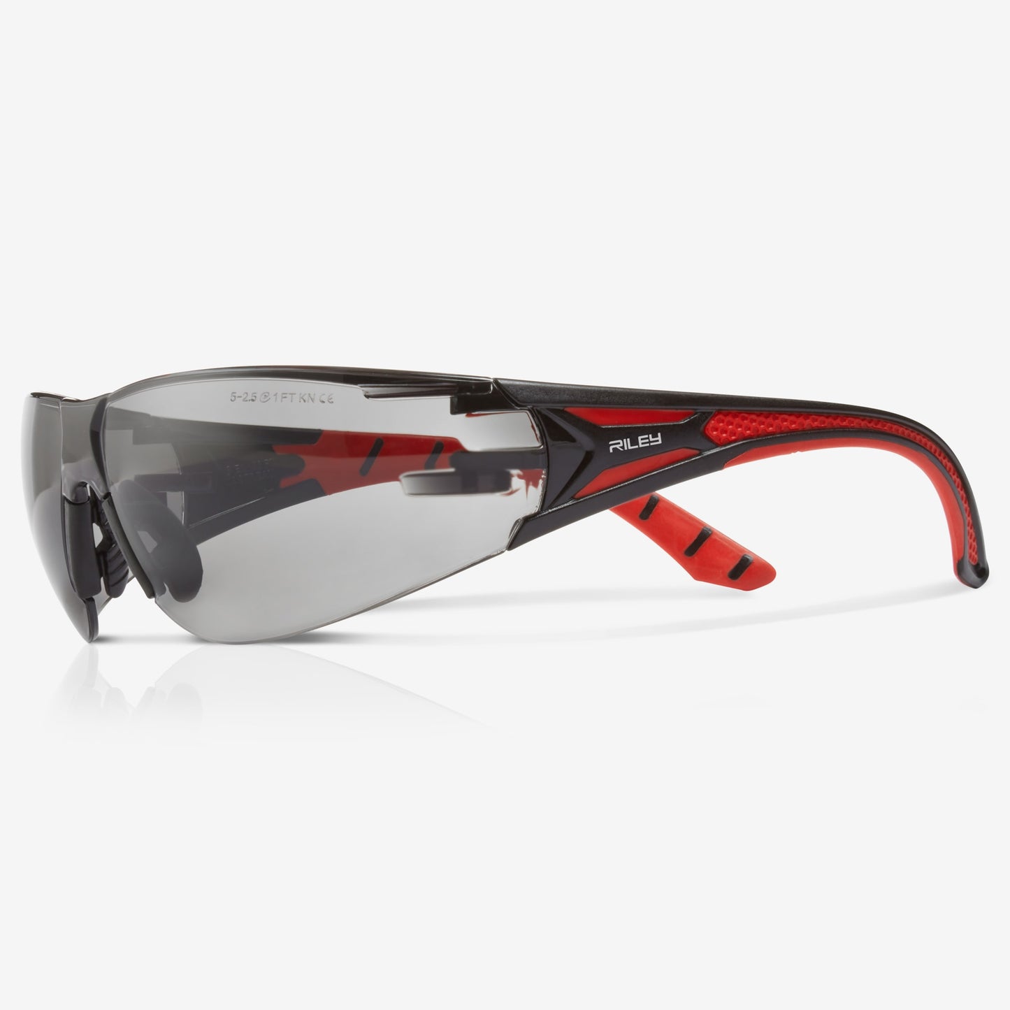RILEY Stream Red Frameless Metal-Free Safety Glasses with Grey Tint Lens - Mstore