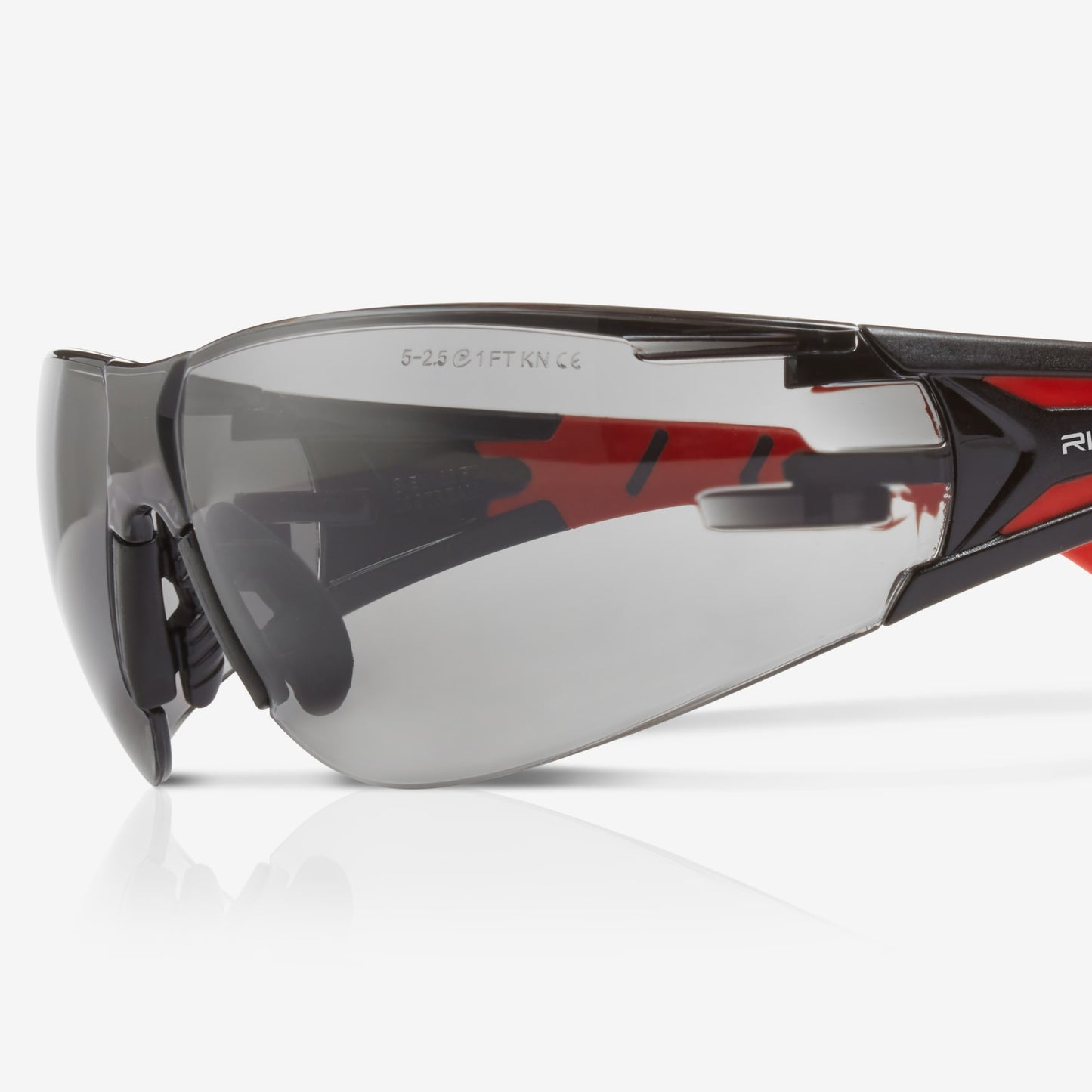 RILEY Stream Red Frameless Metal-Free Safety Glasses with Grey Tint Lens - Mstore