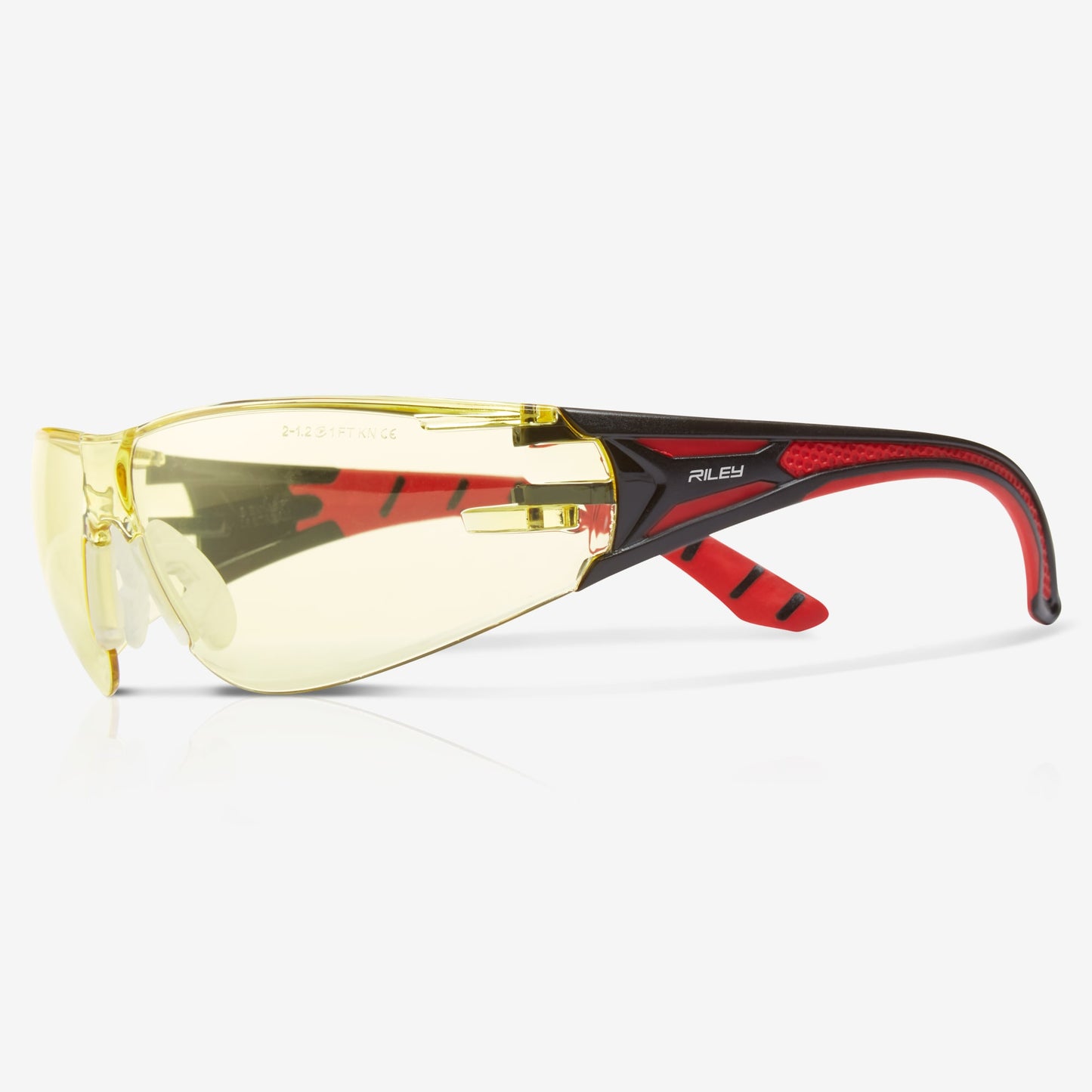 RILEY Stream Red Frameless Metal-Free Safety Glasses with Yellow Tint Lens - Mstore