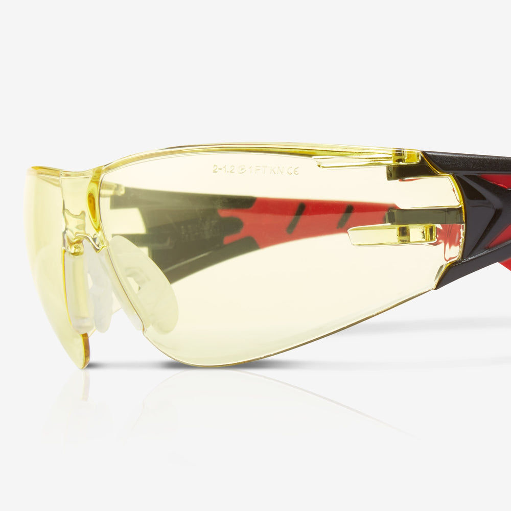 
                  
                    RILEY Stream Red Frameless Metal-Free Safety Glasses with Yellow Tint Lens - Mstore
                  
                