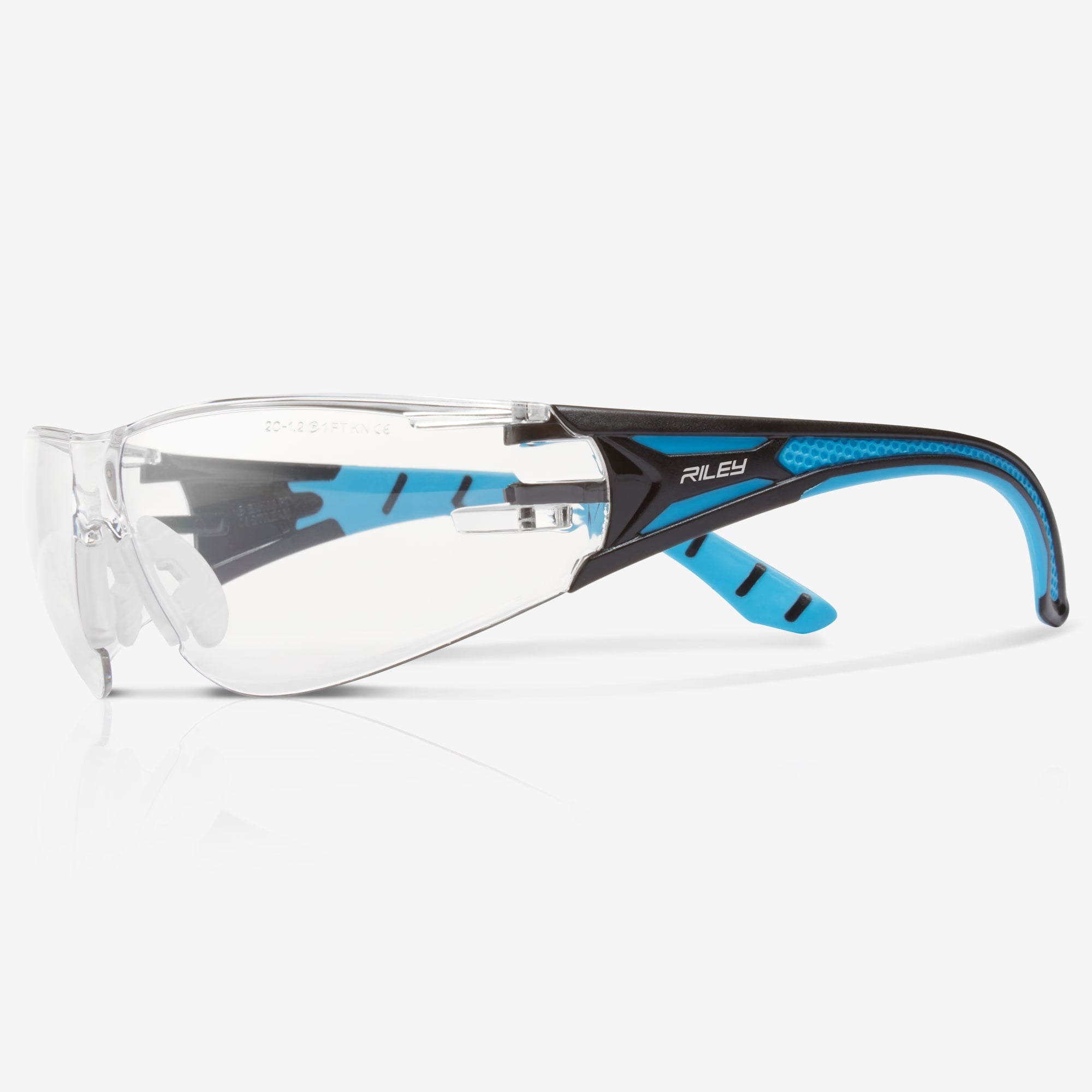 Riley Stream Blue Frameless Safety Glasses with Clear Lens