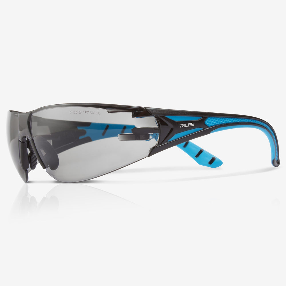 RILEY Stream Blue Frameless Metal-Free Safety Glasses with Grey Tint Lens - Mstore