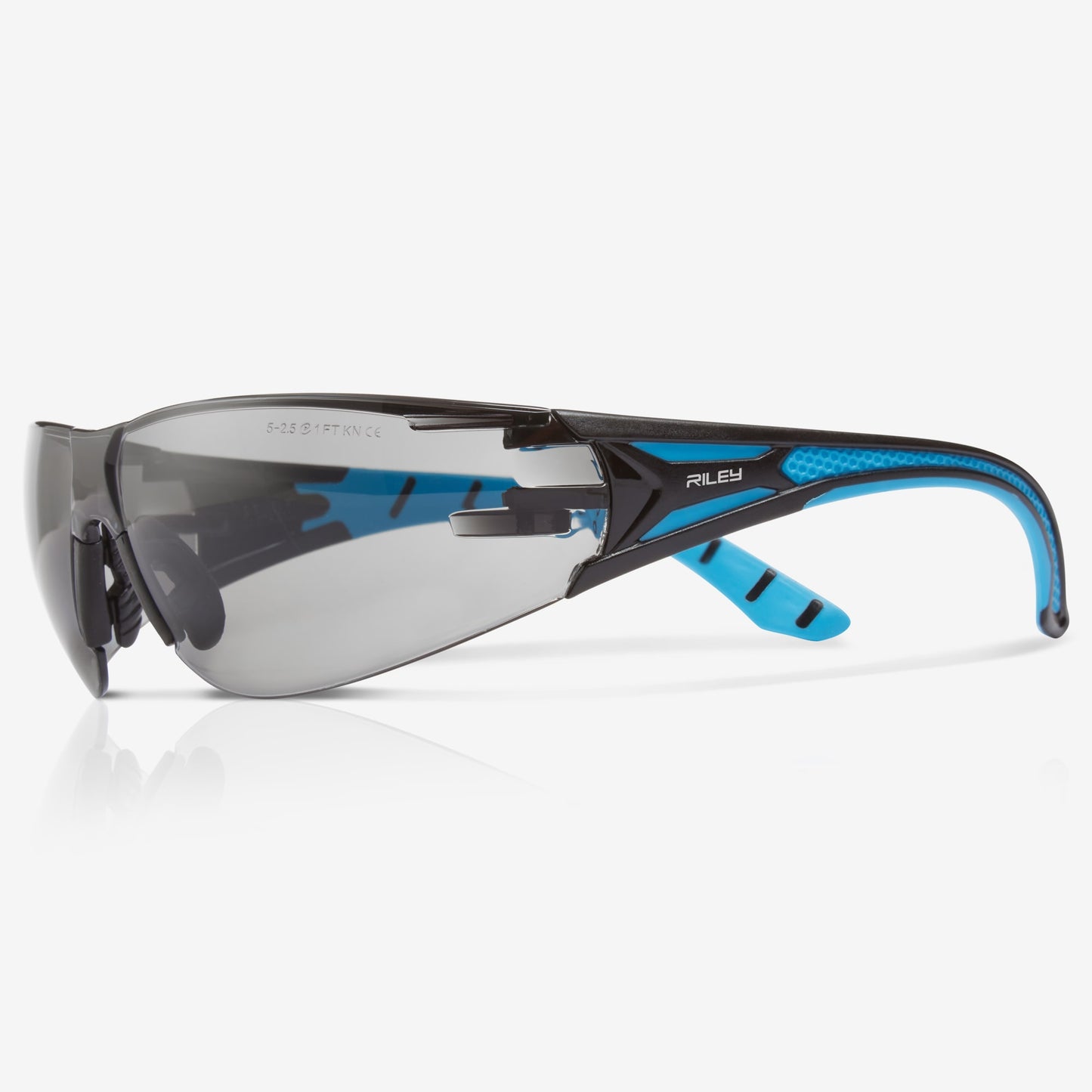RILEY Stream Blue Frameless Metal-Free Safety Glasses with Grey Tint Lens - Mstore