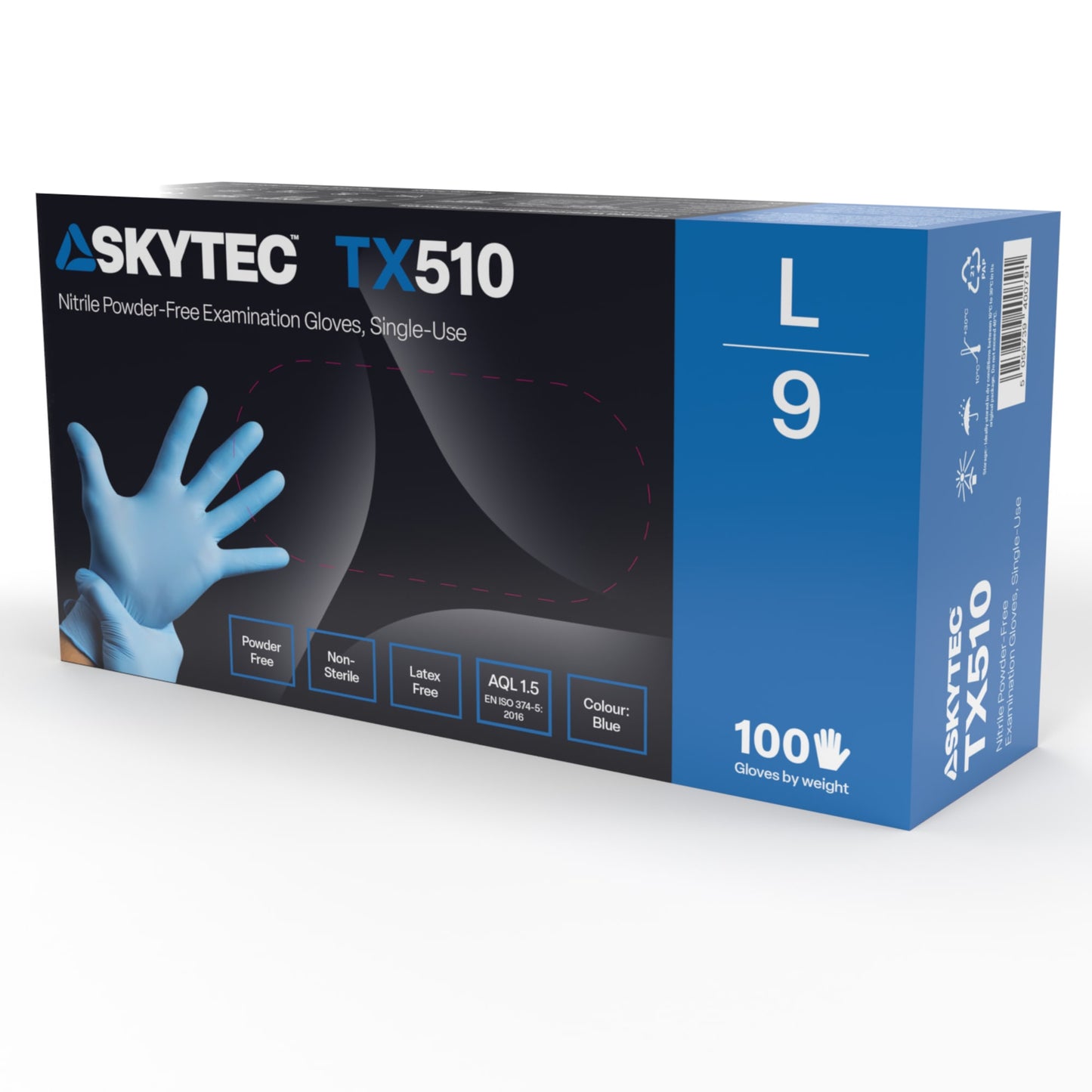 SKYTEC TX510 Blue Nitrile Disposable Latex Free Gloves (BOX OF 100) - Mstore