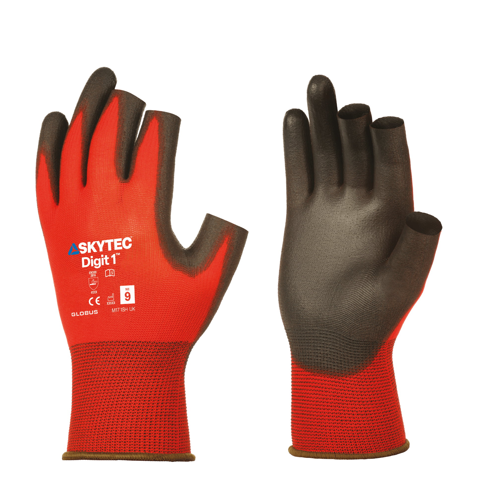 Digit 1 Tricolore Precision Handling Fingerless Work Gloves Low Cut Protection