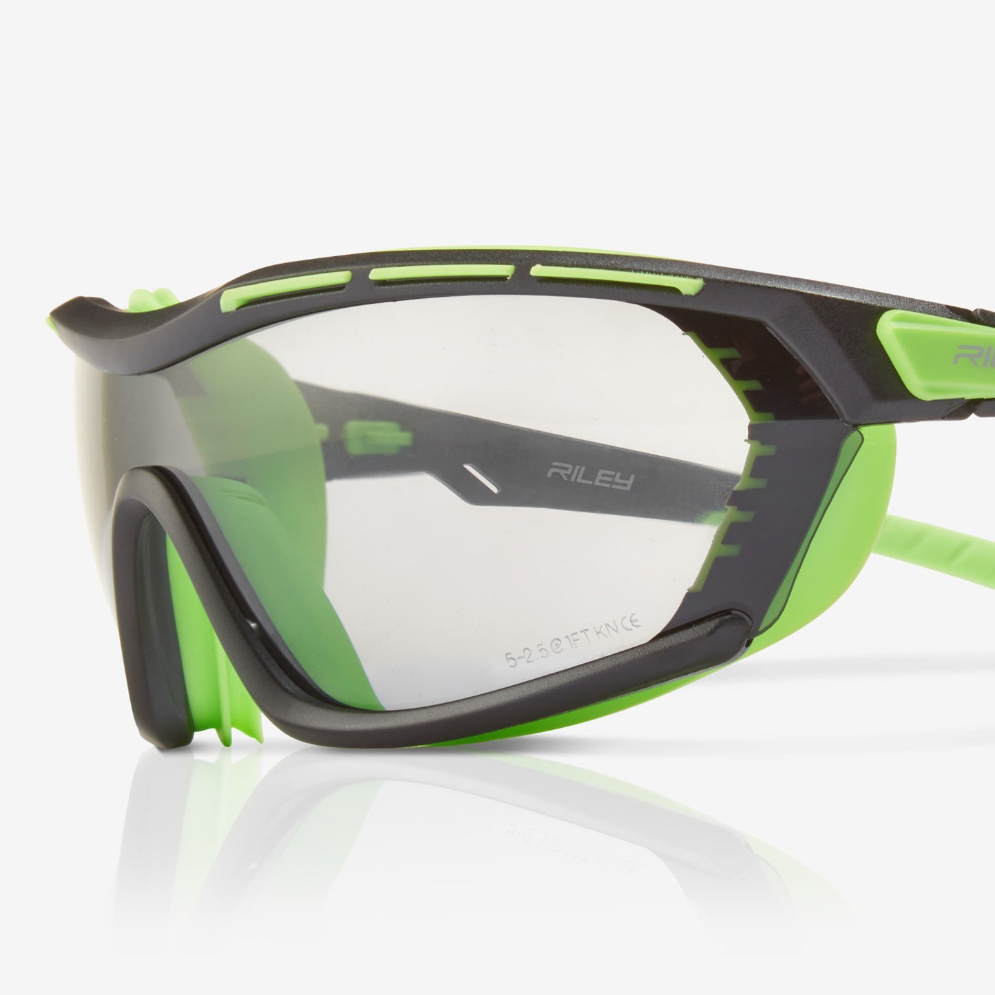 RILEY Arion Padded Seal Safety Glasses with Green Frame and Grey Lens - Mstore