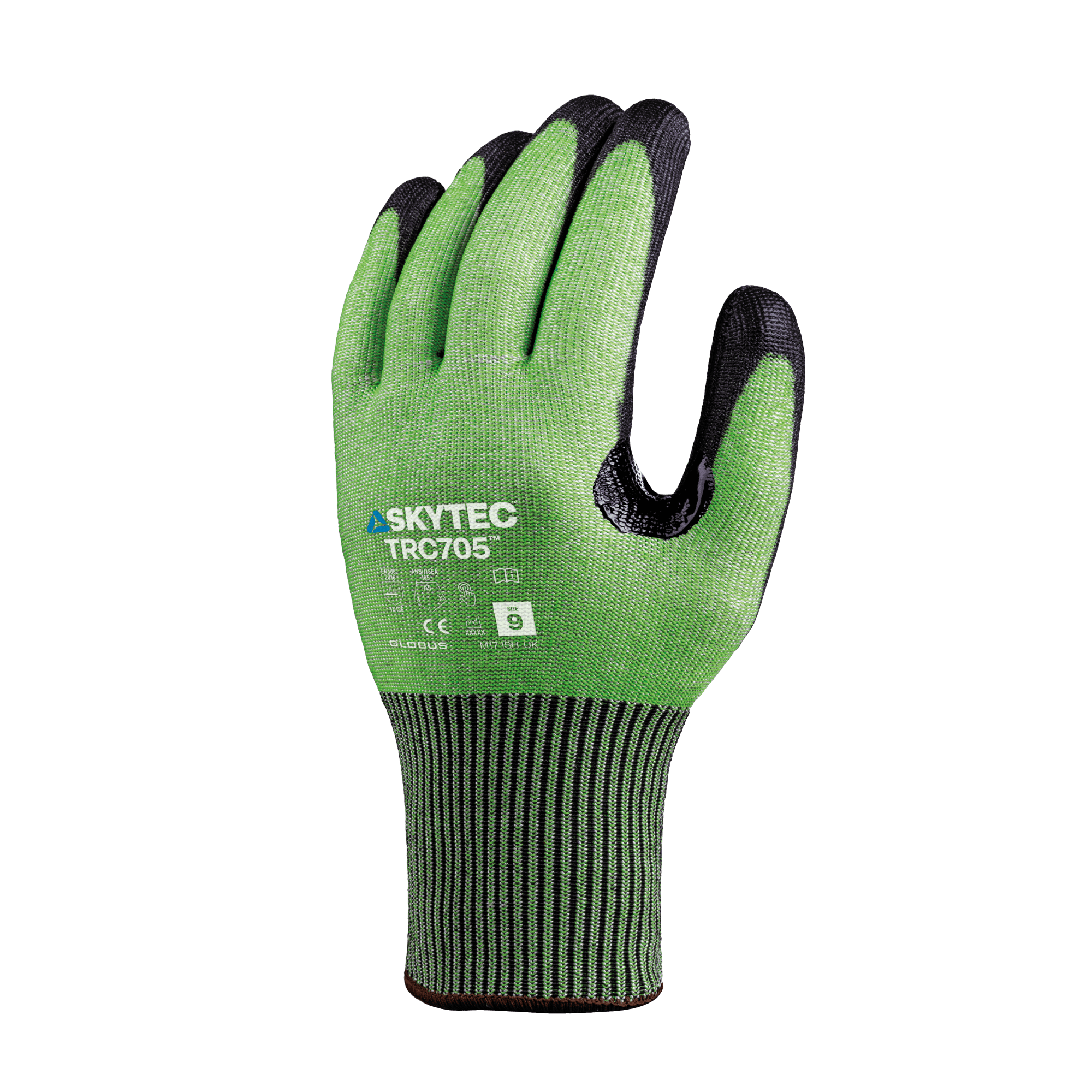 TRC705 Tricolore Recycled Polyester High Cut Protection PU Coated Work Safety Gloves