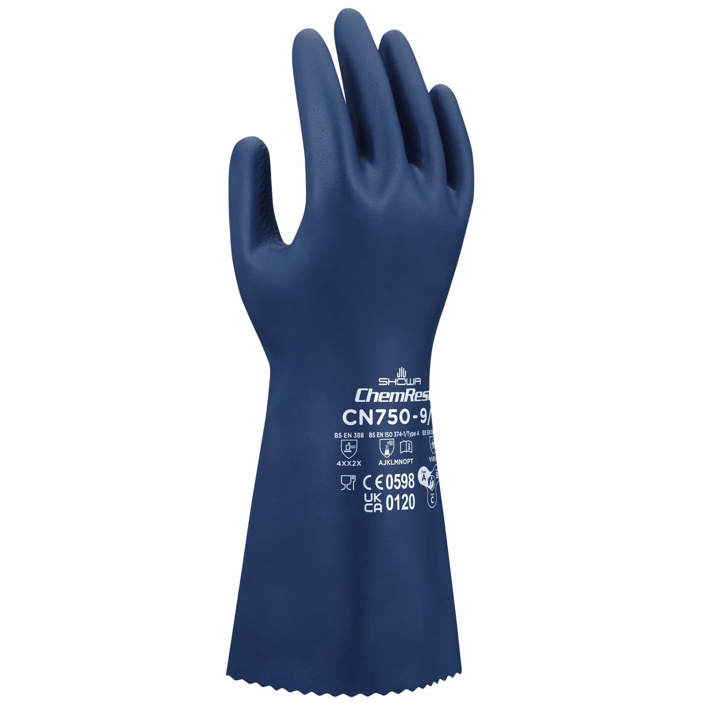 SHOWA CN750 Biodegradable Nitrile Chemical Resistant Gauntlet Gloves with Grip Palm - Mstore