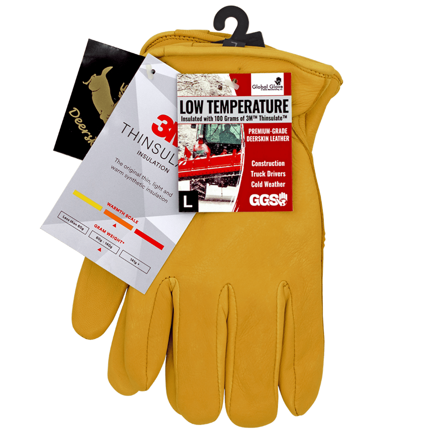 GGS Premium Deerskin Leather 3M Thinsulate Insulated Cold Weather Winter Work Gloves - Mstore