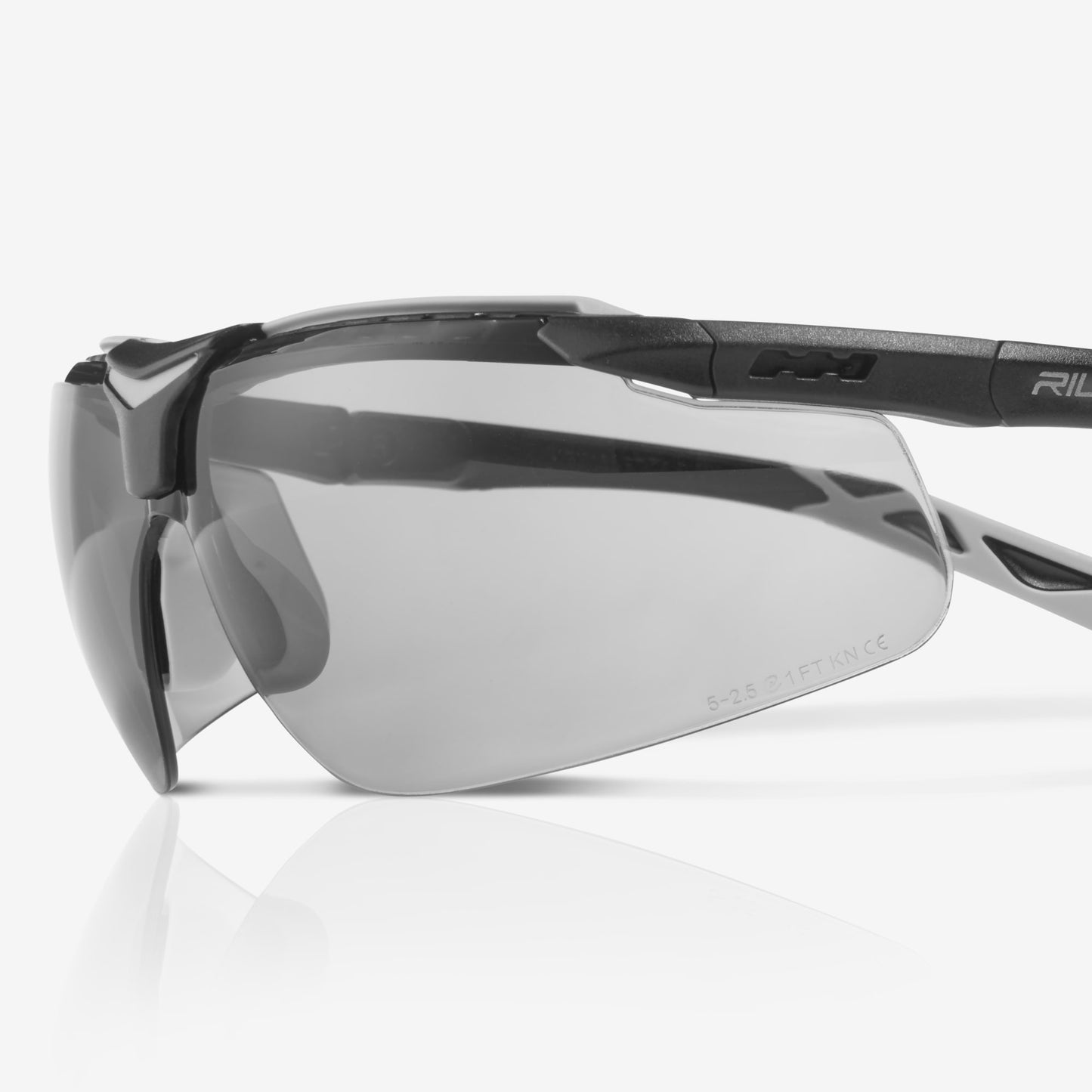 RILEY Flux Sleek Sporty Wrap Around Safety Glasses with Grey Lens - Mstore