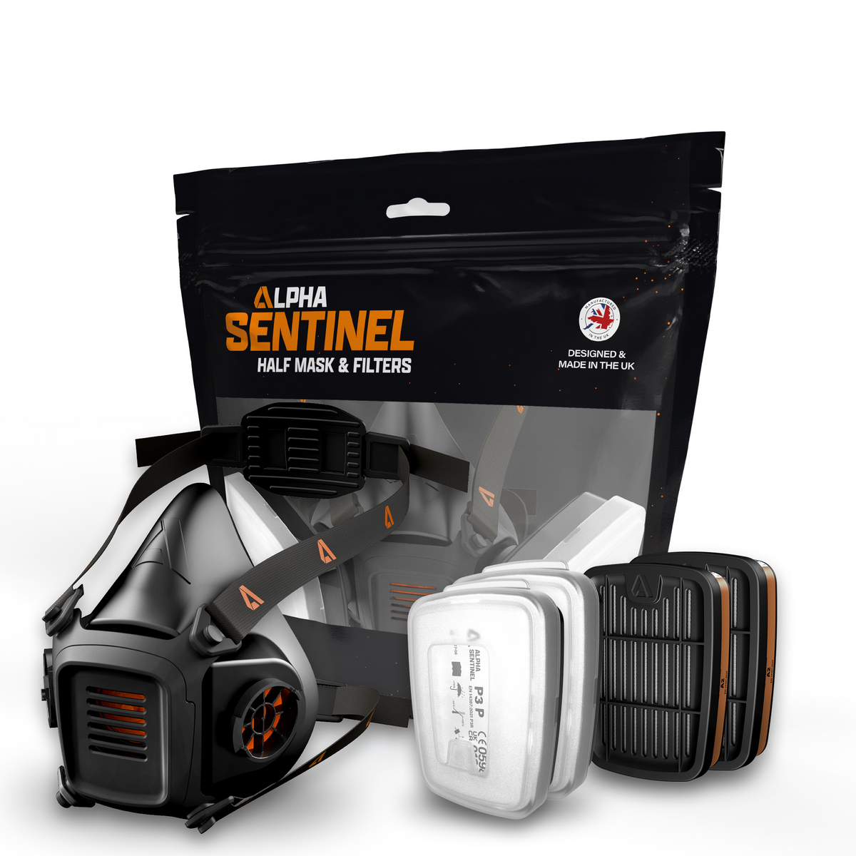 Sentinel Alphia SKYTEC Alpha Sentinel Premium Half Face Respirator Mask with A2 Gas Fi