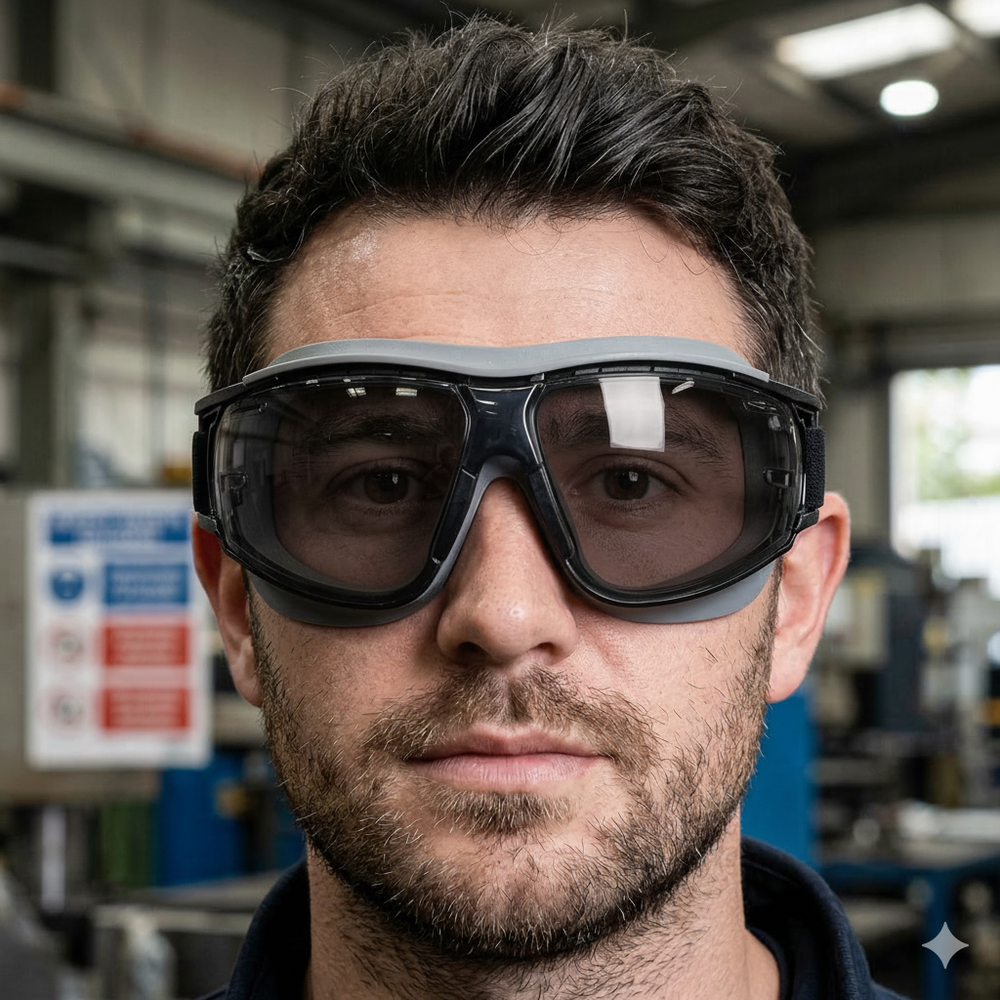 RILEY Sparta Compact Safety Goggles with Detachable Band with Grey Len