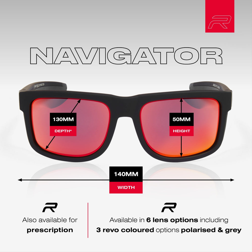 
                  
                    RILEY Navigator Anti - Scratch Safety Sunglasses with Red Mirror Revo Lens - Mstore
                  
                