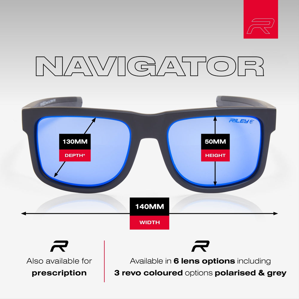 
                  
                    RILEY Navigator Anti - Scratch Safety Sunglasses with Blue Mirror Revo Lens - Mstore
                  
                