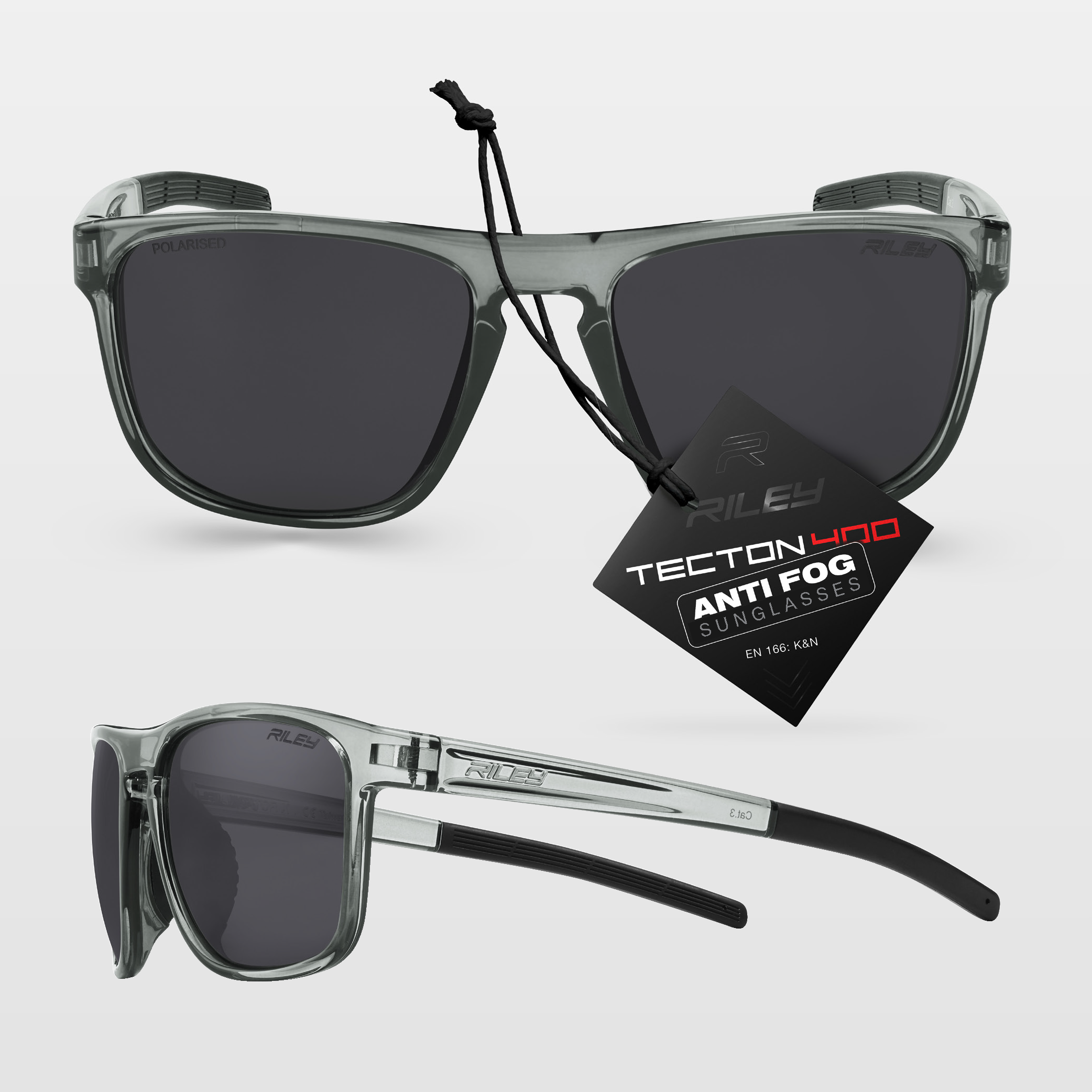 RILEY Navigator X Smoked Frame Wayfarer Style Sunglasses with Dark Gre