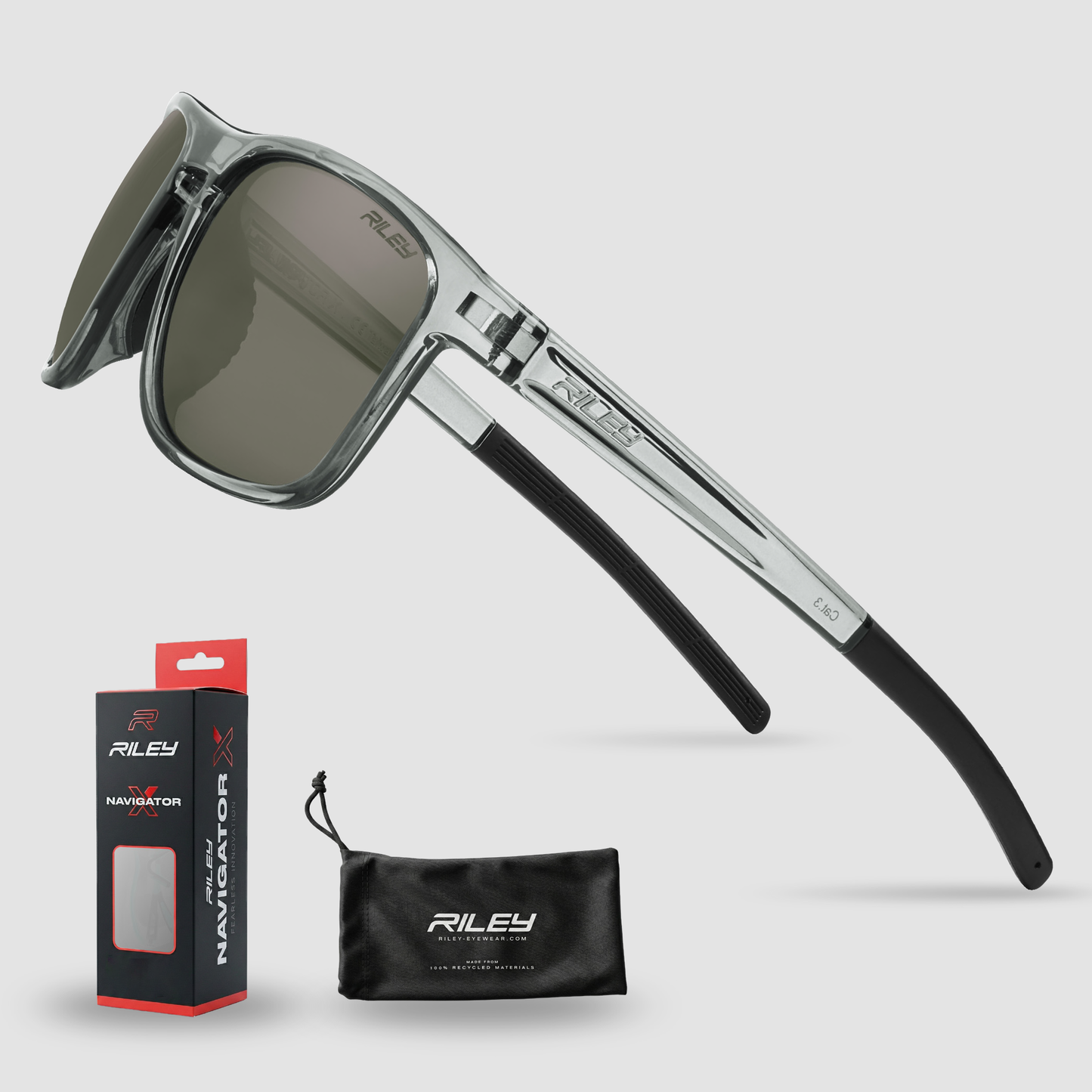 RILEY Navigator X Smoked Frame Wayfarer Style Sunglasses with Polarised Lens - Mstore