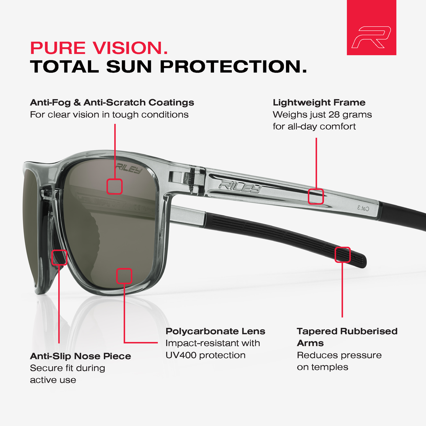 Navigator Frame Riley RILEY Navigator X Smoked Frame Wayfarer Style Sunglasses with Polarise