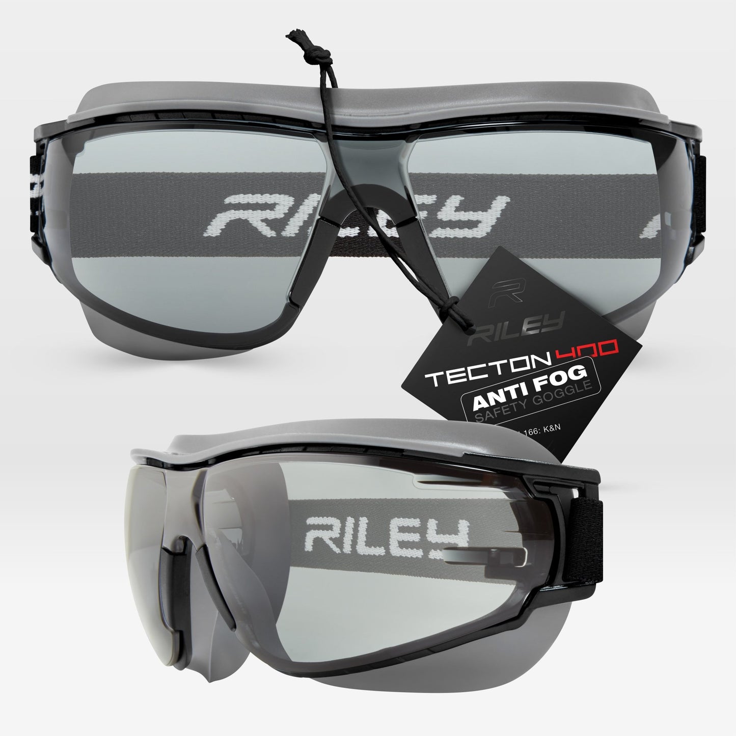 RILEY Sparta Compact 2 in 1 Safety Spoggles Goggles with Detachable Band and Arms with Grey Tint Lens - Mstore