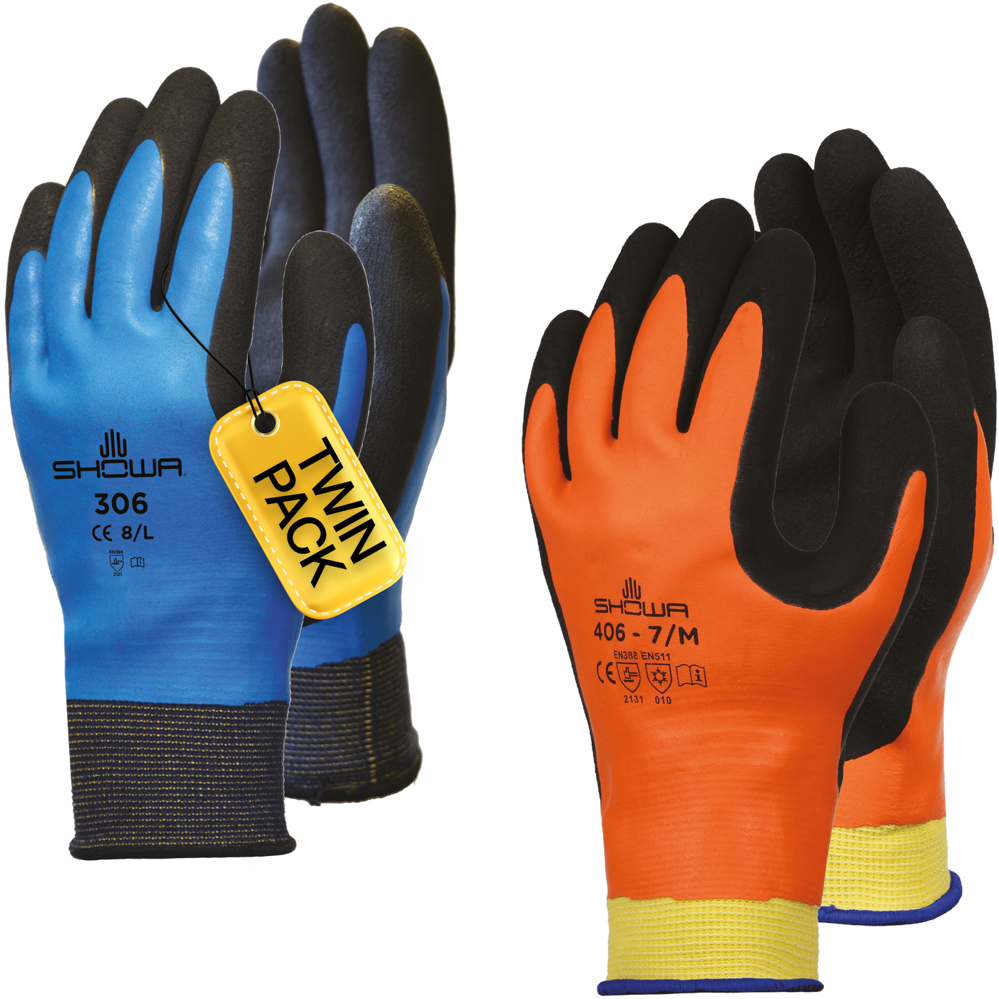 SHOWA Premium Winter Water Repellent + Thermal Lined Work Gloves Twinpack (SHO406 & SHO306) - Mstore