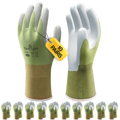 SHOWA 370 Green Lightweight Multi Purpose Grip Safety Gloves (PACK of 10 PAIRS) - Mstore