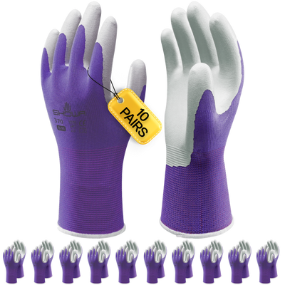 SHOWA 370 Purple Lightweight Gardening Multi Purpose Grip Safety Gloves (PACK of 10 PAIRS) - Mstore