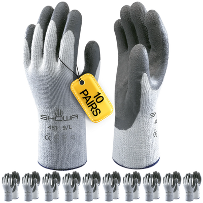 SHOWA 451 Thermal Lined Safety Work Gloves with Textured Grip (PACK of 10 PAIRS) - Mstore