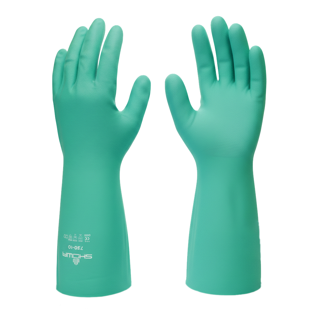 730 Textured Finish Nitrile Chemical Resistant Long Rubber Gauntlet Gloves