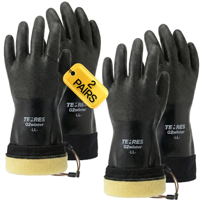 SHOWA 282-02 Waterproof Breathable Insulated Work Glove with Extended Drawcord Cuff in Black (PACK of 2 PAIRS) - Mstore