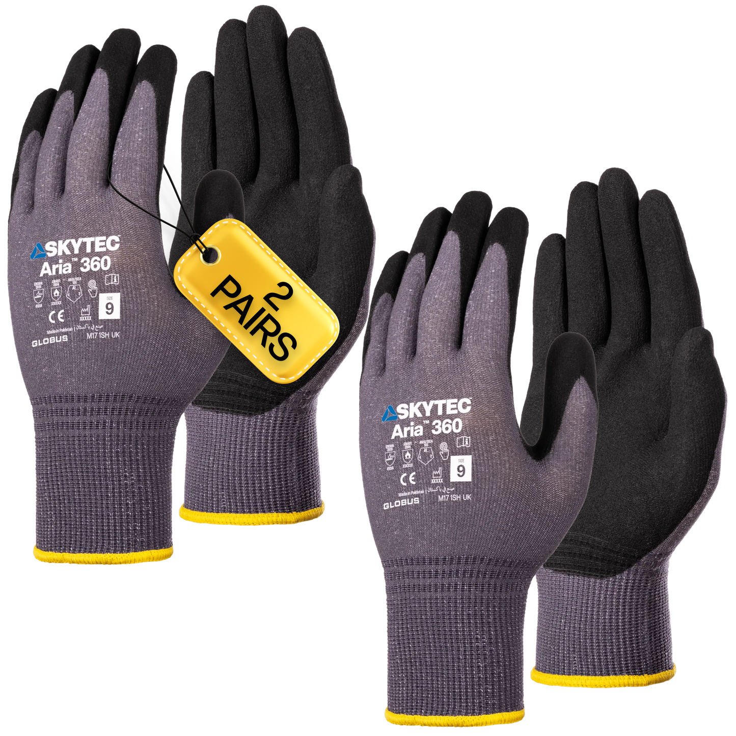 SKYTEC Aria 360 Touchscreen Nitrile Coated Safety Work Gloves (PACK of 2 PAIRS) - Mstore