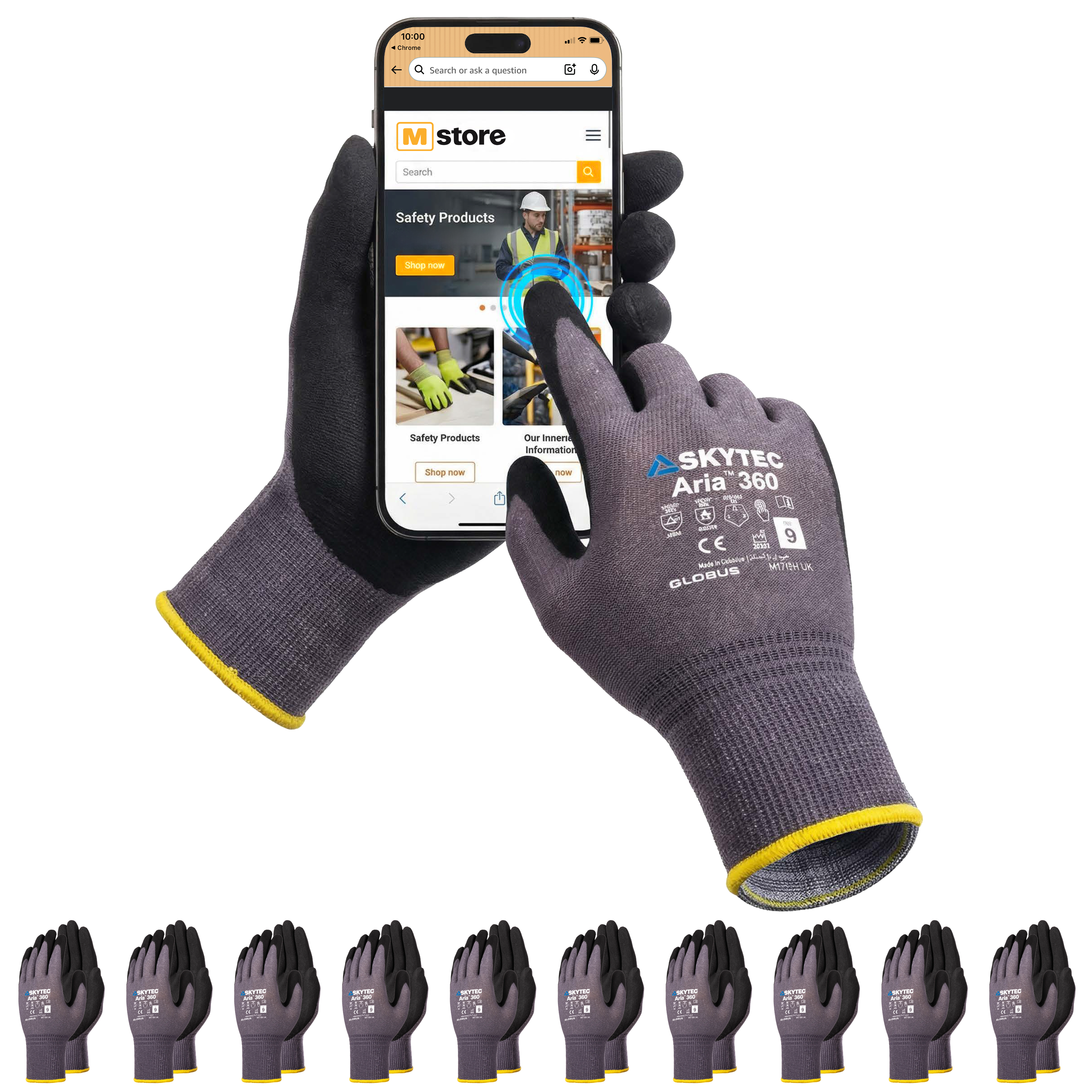 SKYTEC Aria 360 Touchscreen Compatible Nitrile Coated Safety Work Glov