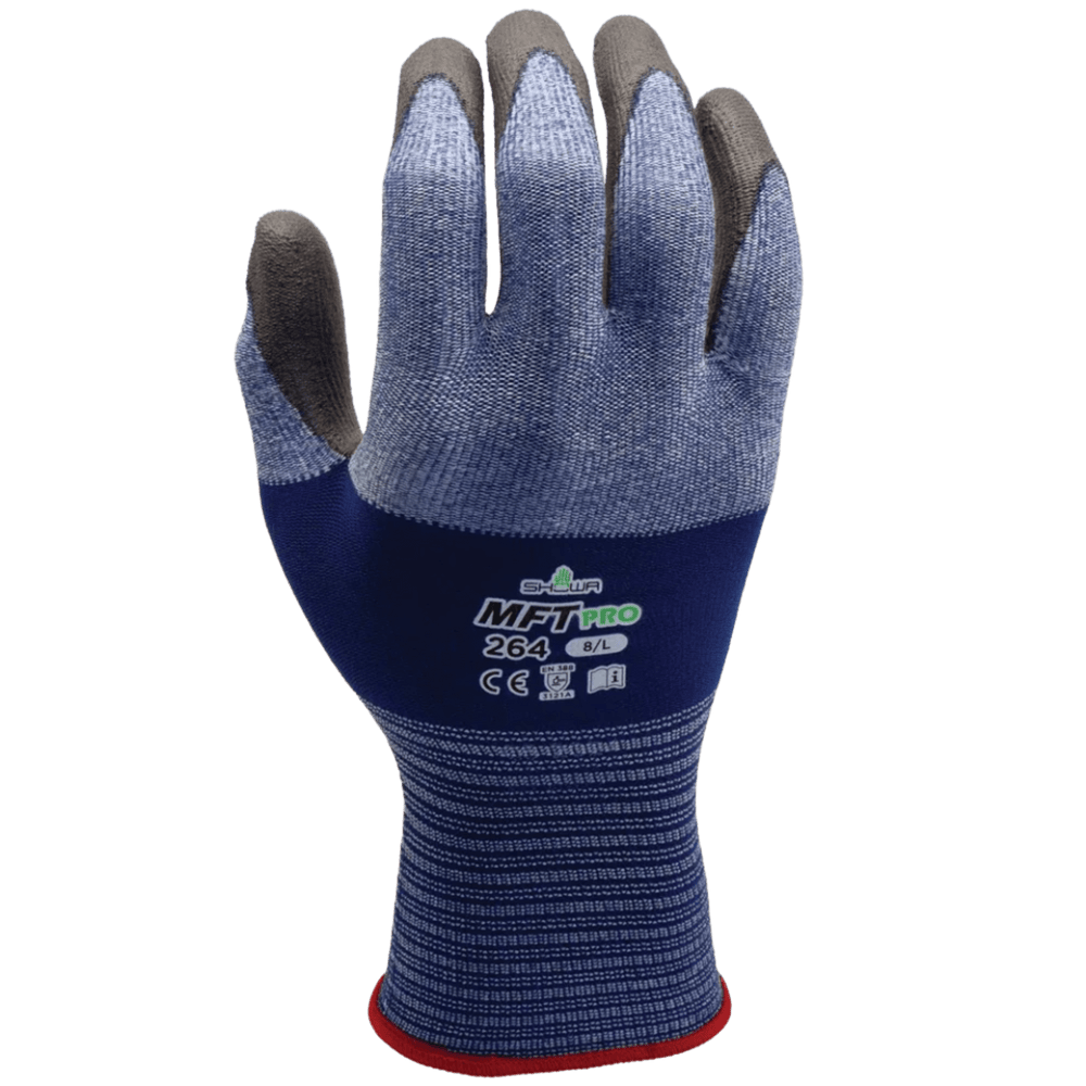 SHOWA MFT PRO 264 Work Gloves with Microfibre Lining and PU Grip Palm