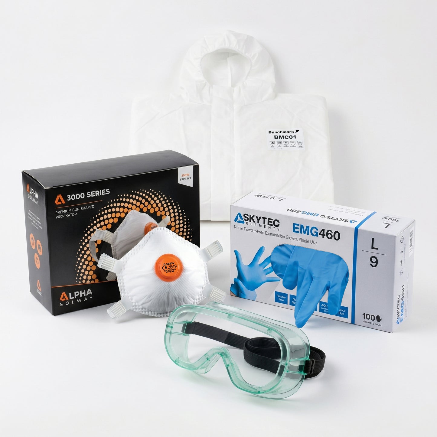 MSTORE Asbestos PPE Removal Kit (Type 5/6 Coveralls, Safety Goggles x 5 FFP3 Masks, x 100 Disposable Gloves) - Mstore