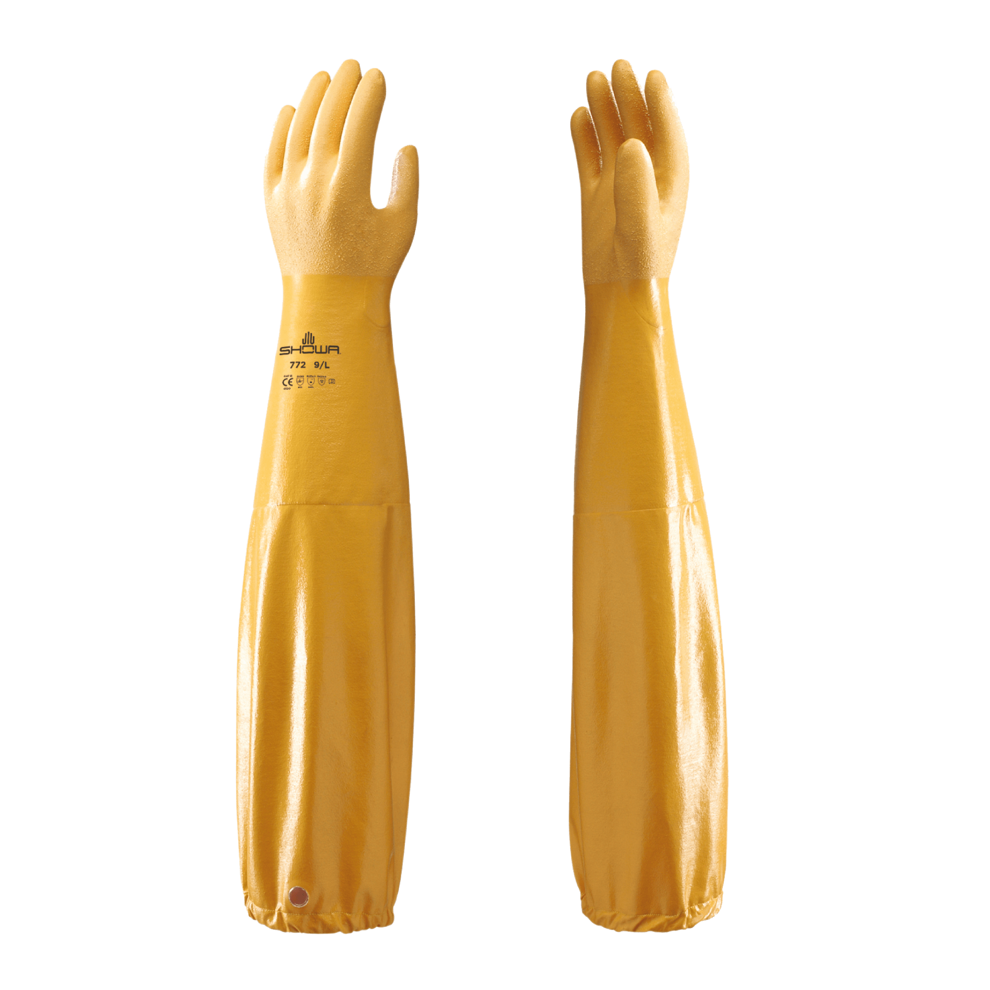 772 Extra Long 65cm Waterproof Nitrile Gauntlet Gloves Elasticated Cuff