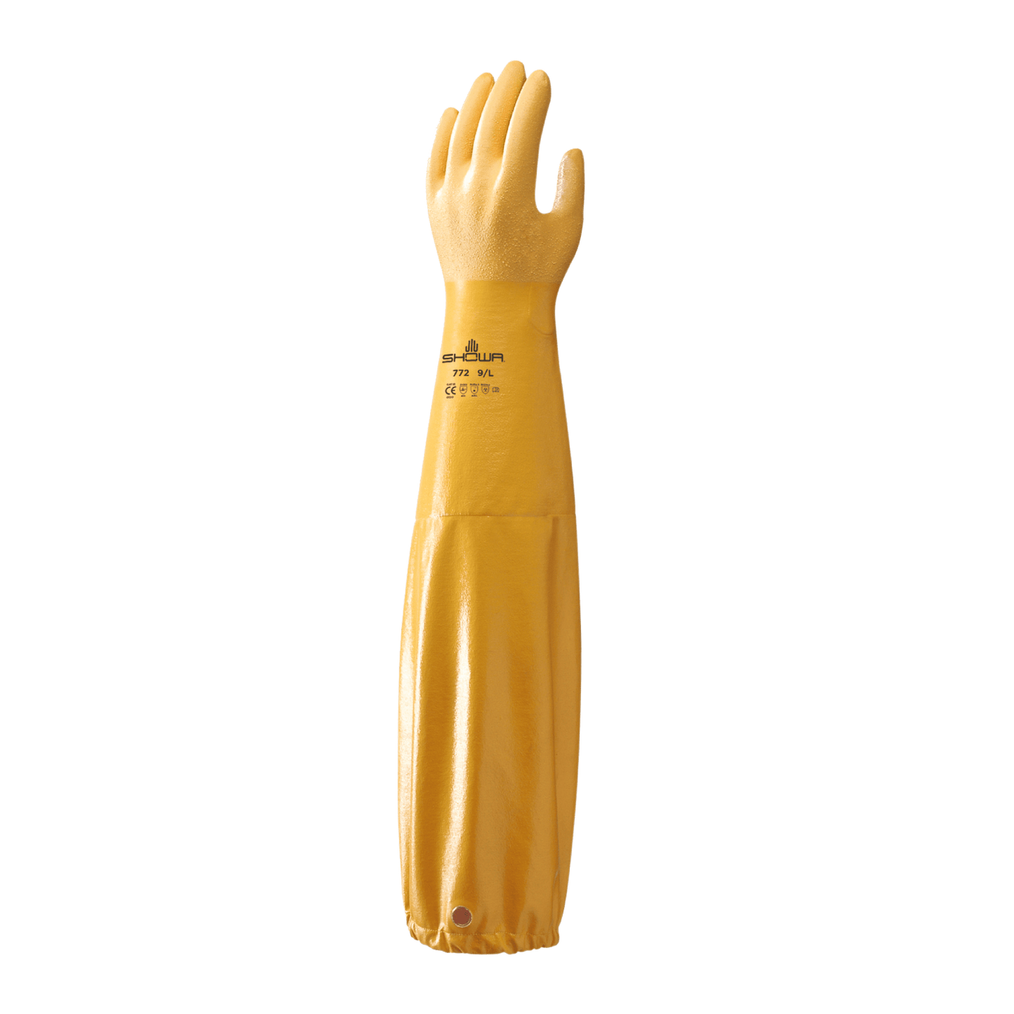 SHOWA 772 Extra Long Nitrile Safety Gauntlet Gloves with Elasticated Cuff - Mstore
