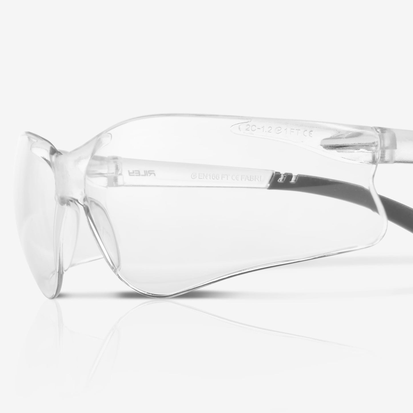 RILEY Fabri Sports Style Wrap Around Safety Glasses with Clear Lens - Mstore