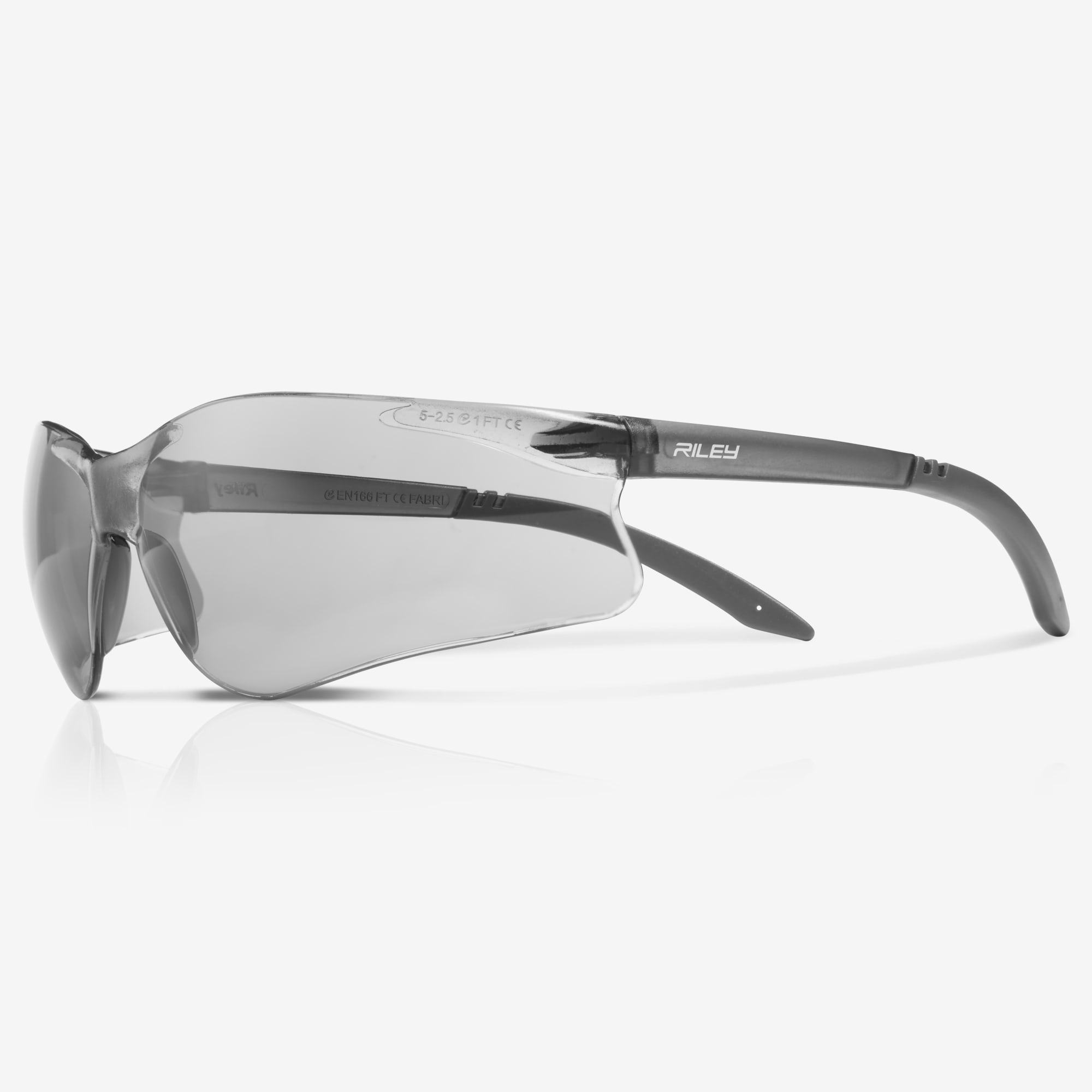 RILEY Fabri Sports Style Wrap Around Safety Glasses with Grey Lens