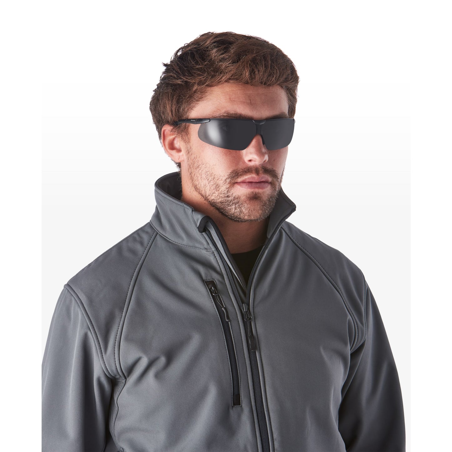 RILEY Riletto Black Frame Lightweight Wrap Safety Glasses with Grey Tint Lens - Mstore