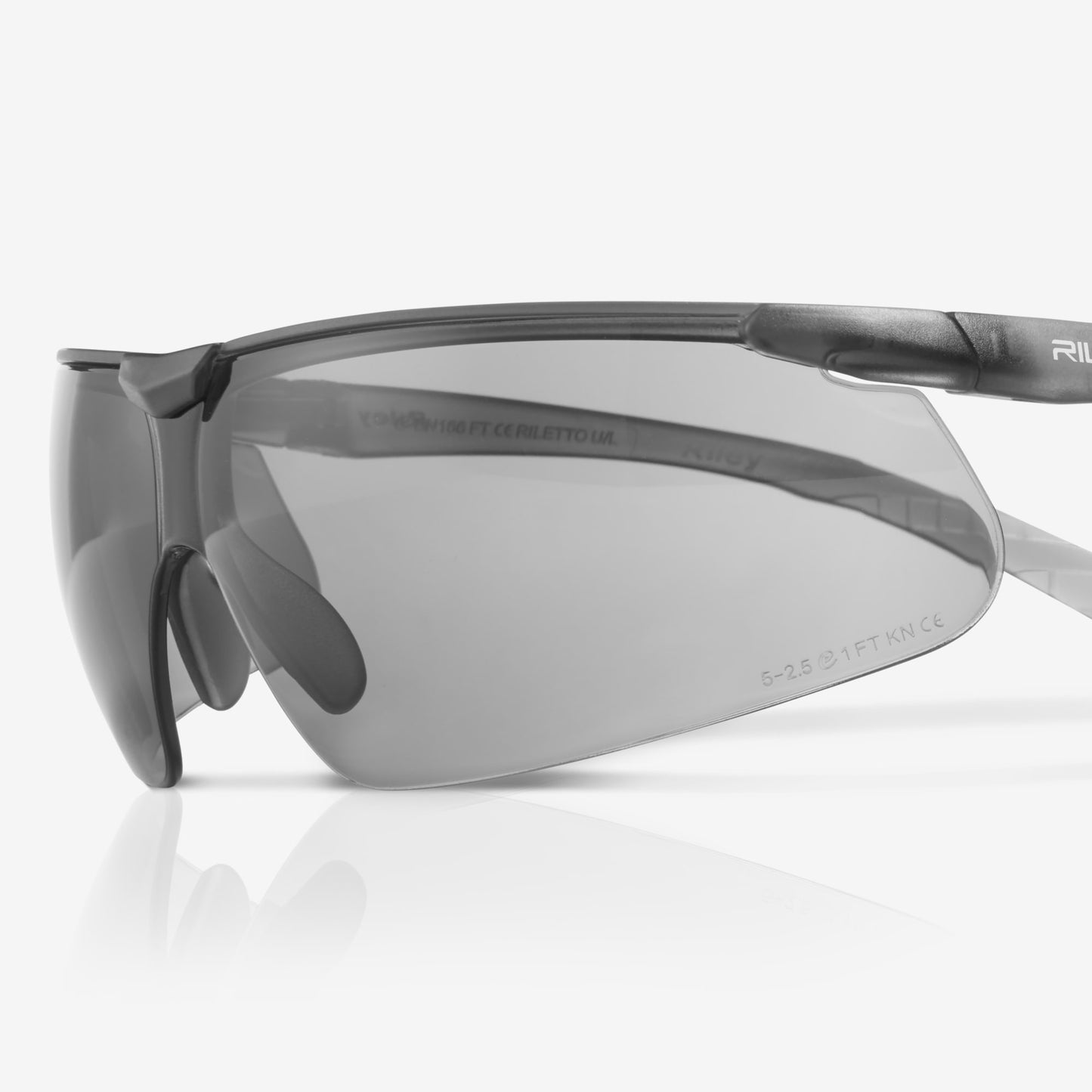 RILEY Riletto Black Frame Lightweight Wrap Safety Glasses with Grey Tint Lens - Mstore