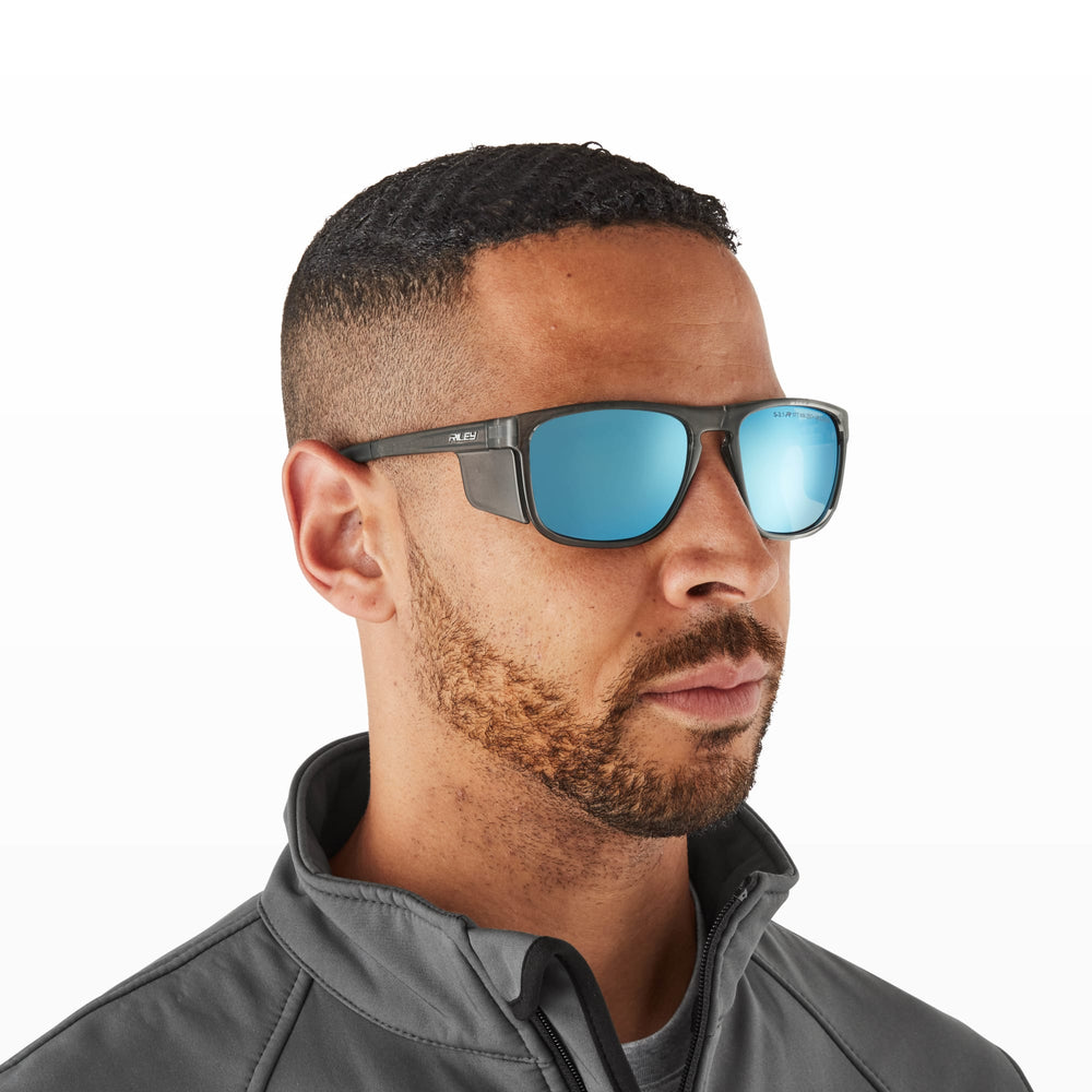 Navigator Frame Riley RILEY Navigator X Smoked Frame Wayfarer Safety Sunglasses with Blue ...