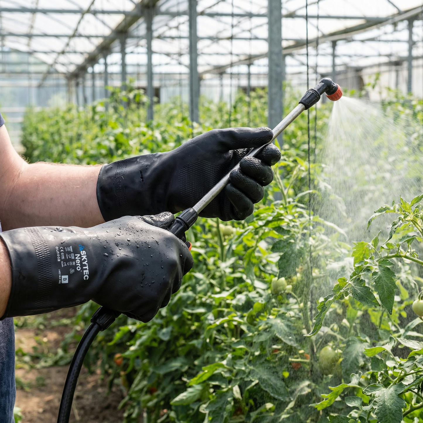 SKYTEC Nero Chemical Handling Heavy Duty Flock Lined Natural Rubber Gauntlet Gloves (PACK of 10 PAIRS) - Mstore