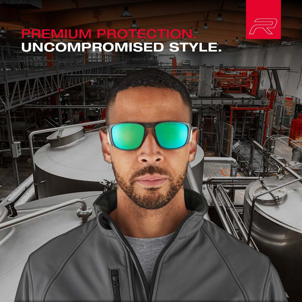 
                  
                    RILEY Navigator X Smoked Frame Safety Sunglasses with Green Mirror Revo Lens - Mstore
                  
                